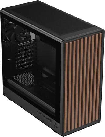 Ігровий корпус Itek Woody W2B ATX Tower, 4 вентилятори 140мм, USB 3.0, Type-C, дерев'яна передня панель, загартоване скло, чорний