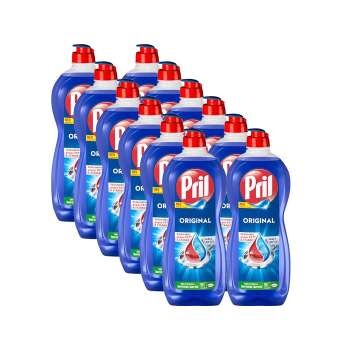 Засіб для миття посуду PRIL Original, висока розчинна здатність жиру, для холодної води, 675 мл (набір 8 шт)