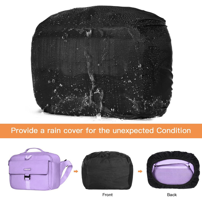 Сумка для камери MOSISO на плече, Crossbody Sling, з дощовиком. Підходить для Canon, Nikon, Sony (фіолетова)