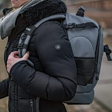 Рюкзак для фотоапарата Rollei Fotoliner Ocean M: з перероблених PET-пляшок, з дощем.і, ручної поклажі, чорний