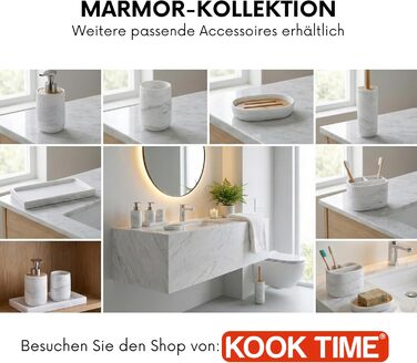 Набір для ванної кімнати 4 предмети з піддоном - дозатор для мила (цинк), стакан для зубних щіток, мильниця та поличка - мармуровий малюнок, бамбук - сучасний органайзер (піддон Marble)