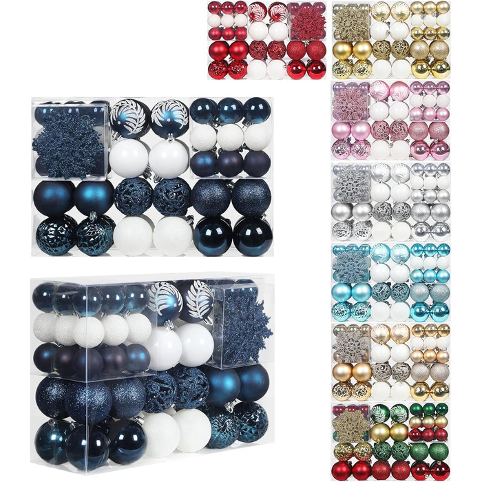 86 шт. прикраси на ялинку SY CRAFT: ялинкові кулі, сніжинки, подарункові пакети (золотий, темно-синій)