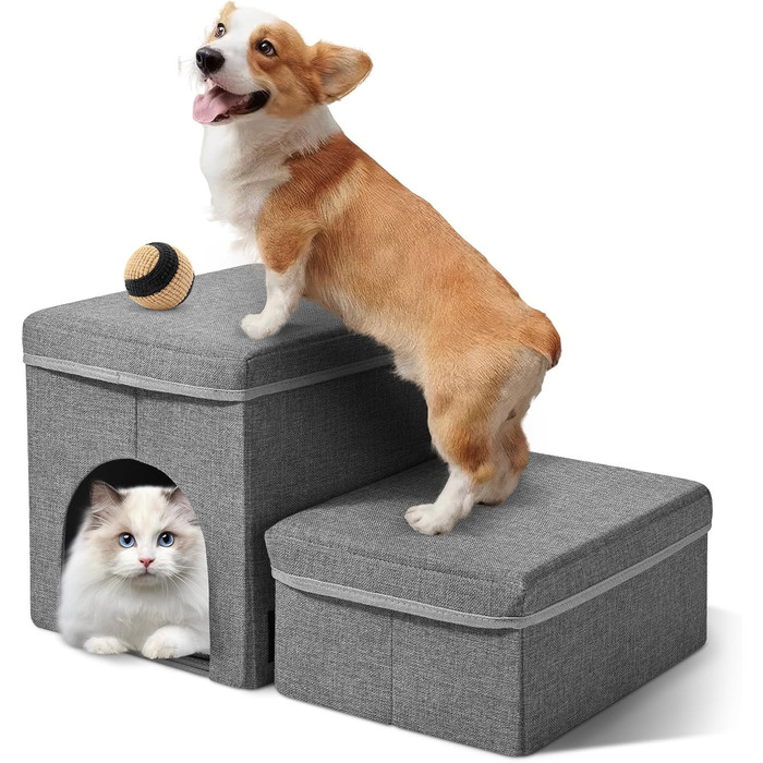 Сходинки для собак MINENICE - 2 шт., складані, з ящиками для зберігання, для маленьких собак, для диванів та ліжок