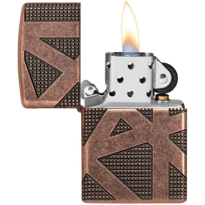 Zippo Armor Lighter, Antique Copper, Geometric Design, 360, One Size