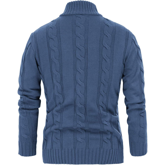 Світер чоловічий PJ PAUL JONES з кофтами, в'язаний з візерунком, з трикотажною фактурою та стійким коміром для осені/зими (M, Синій)