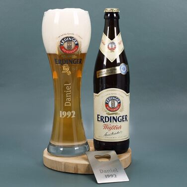 Herz & Heim® Wheat Beer Birthday Gift Set with Glass, Bottle Opener, and Gift Box, Personalized