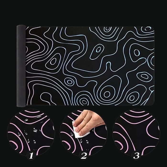 Великий килимок для столу 800x400 мм - ігровий килимок для миші з прошитими краями, неслизька підкладка, килимок для клавіатури та миші Black & White Abstraction (Dazzle Black)