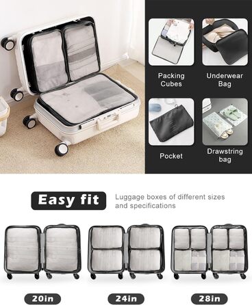 Набір органайзерів для валізи 18 шт., водонепроникні Packing Cubes, чорний - ідеальний органайзер для подорожей з сумкою для одягу