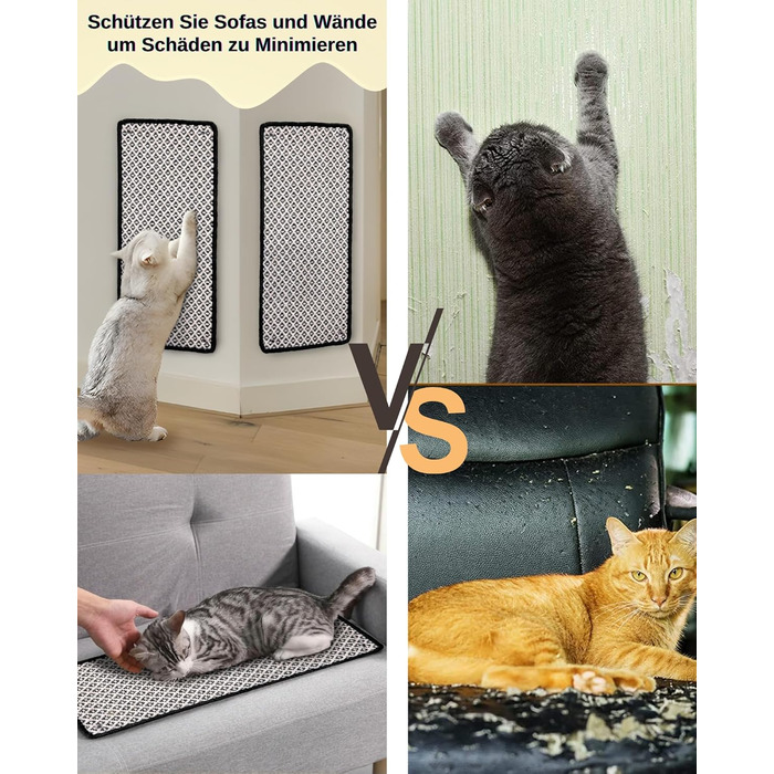 Килимок для кігтів котів JanYoo: захист від подряпин, сизаль, 60x25 см (2 шт.)