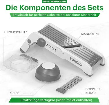 Обрізчик овочів Mandoline з нержавіючої сталі – професійний овочеріз з регулюванням товщини нарізки, для нарізки жульєном/кубиками/смужками, придатний для миття в посудомийній машині
