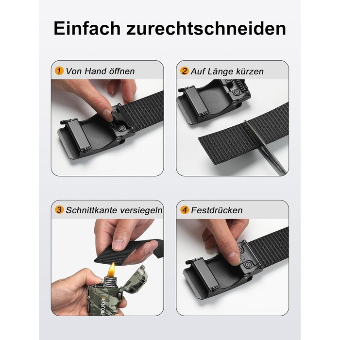 Чоловічий шкіряний ремінь JUKMO з автоматичною застібкою, нейлон 3,8 см, розмір M (91-105 см), чорний