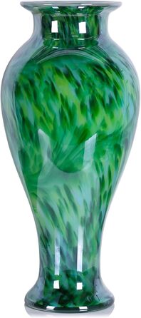 Висока скляна ваза 50,8 см, смарагдово-зелена, ручної роботи, для дому та декору, велика ваза для вітальні, сучасний дизайн