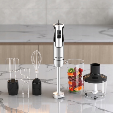 Ручний блендер Lehmann Blender LC — золоте лезо, 800 Вт, сріблястий/сірий