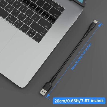 USB-C кабель короткий 20 см (5 шт) Type-C 3A для Samsung Galaxy, Huawei, OnePlus - Чорний