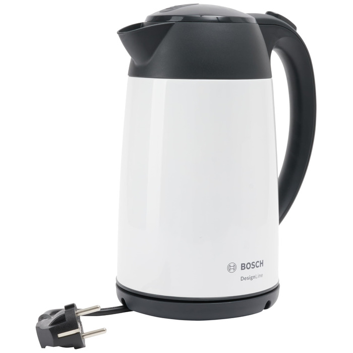 Електричний чайник Bosch DesignLine TWK3P424, 1.7 л, 2400 Вт, червоний (білий), бездротовий, з індикатором рівня води та захистом від перегріву