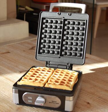 Електричний вафельниця LITTLE BALANCE 8384 Speed Waffeln - для приготування бельгійських вафель, 1400 Вт, сріблястий металік