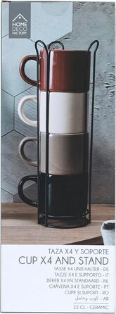 Набір келихів HOME DECO FACTORY KA0500 (4 шт.) з підставкою, кераміка, бежевий, коричневий, чорний, білий