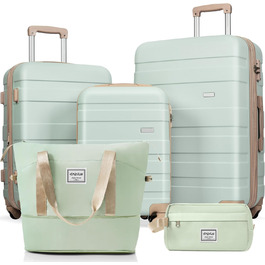 Набір валіз Merax 5 шт. з ABS-пластику, з колесами та TSA-замком, сіро-зелений