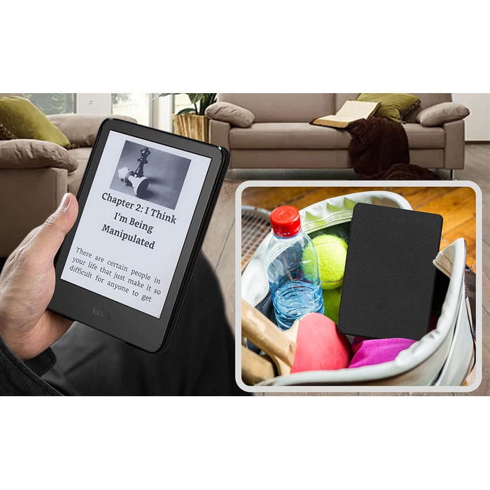 Чохол TOKILO для Kindle 6 (11-го покоління 2024/2022), м'яке PU-шкіряне покриття з авто-ввімкненням/вимкненням, чорний