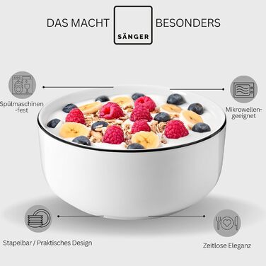 SÄNGER Marlo Black Rim: 30-ти елементний сервіз для 6 осіб (посуд) | PREMIUM COLLECTION