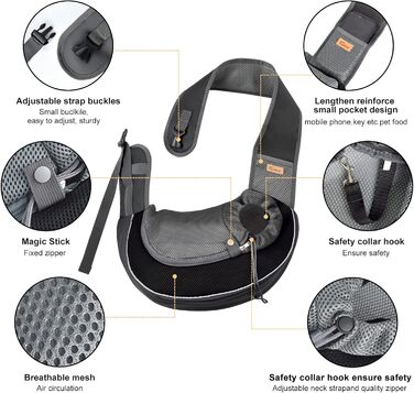 Сумка-кенгуру для собак і котів Cuby: чорна, S, з регульованим ременем, сітчаста, з застібкою-блискавкою та гачком