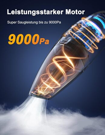 Акумуляторний ручний пилосос 9000Pa з док-станцією швидкої зарядки, LED підсвічуванням, 2 HEPA фільтри (мийні), для дому, авто, офісу, шерсті тварин