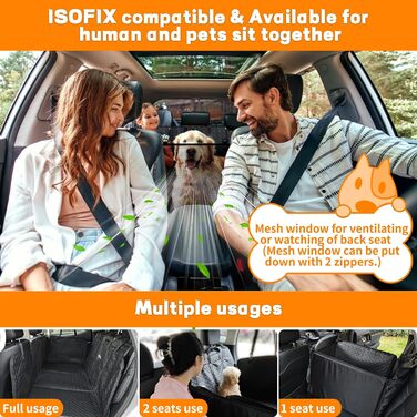 Накладка на сидіння автомобіля для собак EULANT, водовідштовхувальна, з жорстким дном, антиковзаюча, чорна