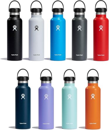 HYDRO FLASK - 21oz (621ml) Water Bottle with Lid - Vacuum Insulated, Reusable Stainless Steel Bottle - Leak-Proof Lid - Hot & Cold - Small Opening - (Flex Cap, Agave, 532 ml)
