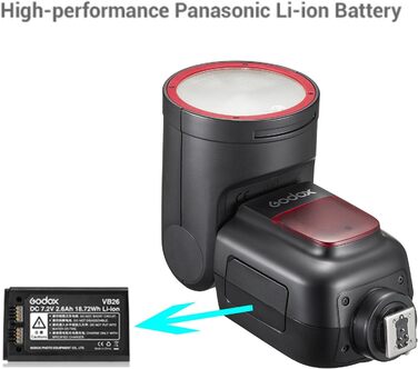 Спалах Godox V1N для Nikon: потужний, швидкий, з Li-Ion акумулятором, 76 Вт, TTL, HSS 1/8000, 480 спахів, перезарядка 1.5с