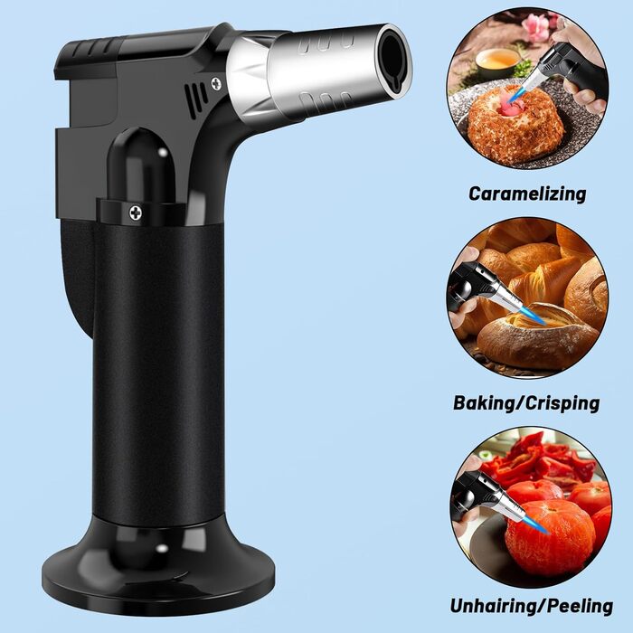 Фламбер (Royouzi) з блокуванням безпеки: регульований, наповнюваний, для приготування Crème brûlée, грилю, приготування їжі, кемпінгу