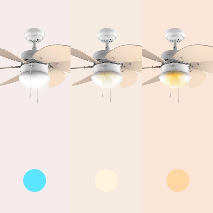 Стеляний вентилятор Cecotec EnergySilence Aero 350: 50 Вт, діаметр 81 см, лампа, 6 лопатей, 3 швидкості, функція зими, білий/дерев'яний