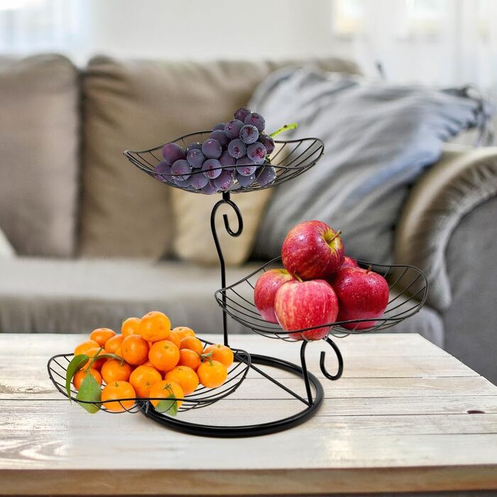 Етажерка для фруктів Evomosa з 3 ярусами: стильна та містка підставка для фруктів, снеків, золотава