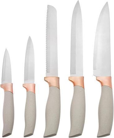 Набір ножів Karaca Gusto 12 предметів з дощечкою та кухонними аксесуарами, з нержавіючої сталі, ергономічні ручки, чорний (кремовий)