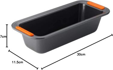 Форма для випікання Le Creuset, антипригарна, прямокутна, 30×11,5×7 см, стійка до закваски, з вуглецевої сталі, антрацит/помаранчева