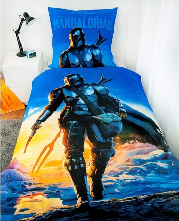 Постільна ковдра та наволочка Star Wars The Mandalorian, 100% бавовна, 135x200 см, 80x80 см