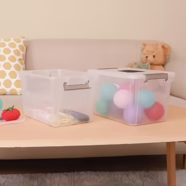 Citylife 6-Piece Storage Box Set, 5L with Lid and Closure Clips, Handle, Stackable, Transparent Box, for Living Room, Bedroom, Garage, 21.4 * 14.5 * 15.5cm (5l/8-piece)