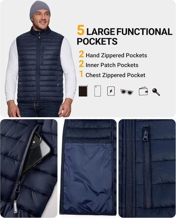 Чоловіча степна жилетка Outdoor Ventures - тепла, легка, для спорту та активного відпочинку (гольф, біг, походи) - темно-синій, XXL