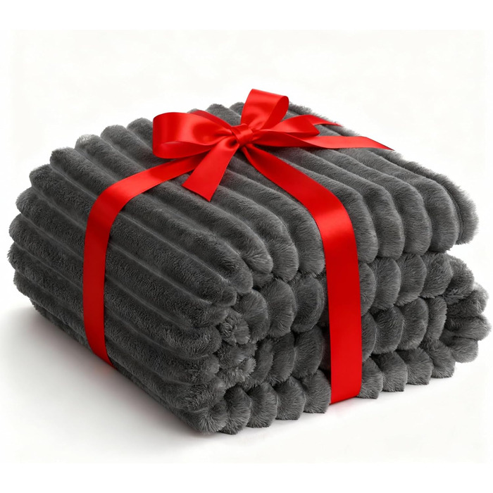 Плед WAVVE: м'який флісовий плед для дивану, софи, кімнати. 150 x 200 см, сірий