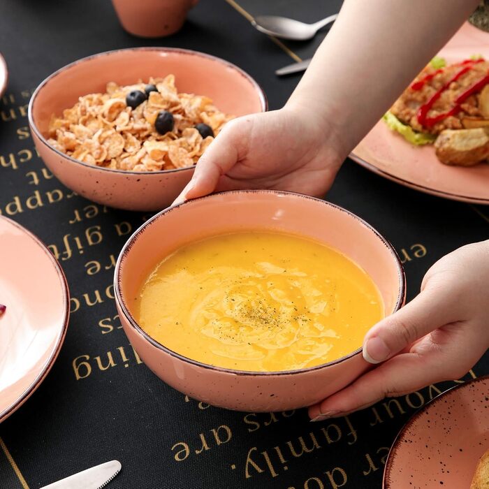 Сервіз Vancasso Serie Navia Teller, 32 елементи, на 8 осіб, сучасний дизайн (Рожевий, 16 елементів)