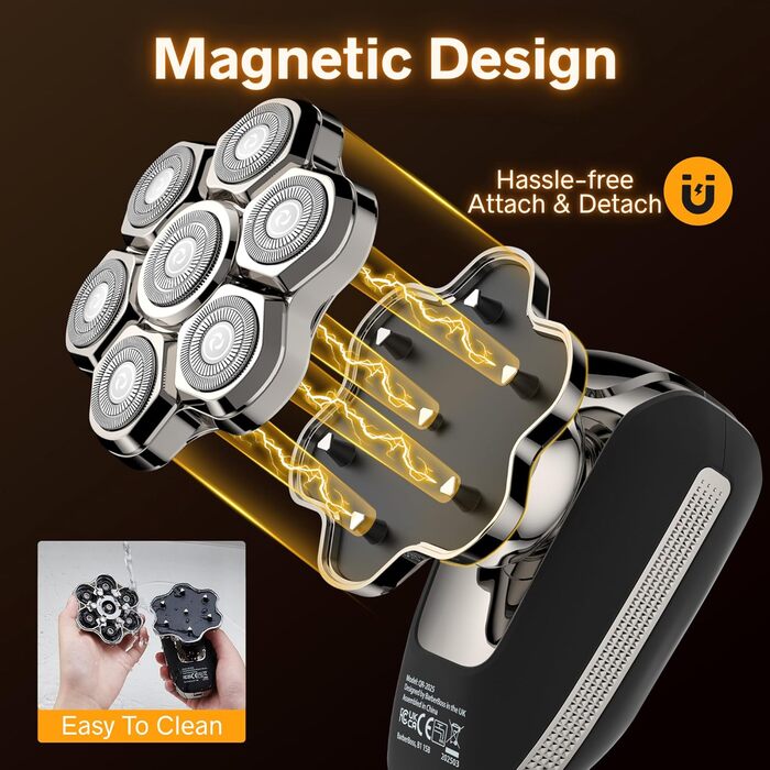 Електричний голчастий бритва BarberBoss для чоловіків з LED-дисплеєм, 5-в-1: голчастий, триммер для бороди та носа, QR-2025