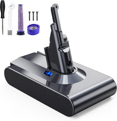 Замінний акумулятор EVARY 8000mAh для пилососів Dyson V8 Absolute Animal Motorhead Pro SV10 (2 фільтри + 1 щітка)