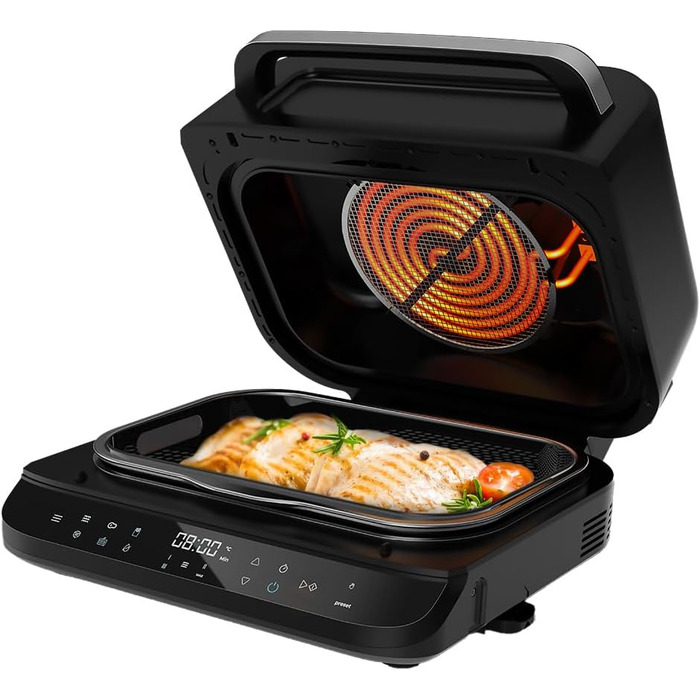 Cecotec Oil-Free Grill Air Fryer 6 L Cecofry FireDome 6000. Air Fryer. 2400 W, 6 cooking modes and 4 grilling levels, adjustable thermostat, including temperature sensor and 6-liter accessories.