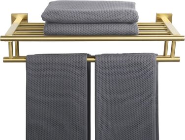 Тримач для рушників SAYAYO на стіну, з полицею, з нержавіючої сталі, 50 см (золотий)