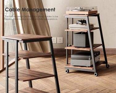 HiFi тумба FITUEYES для вінілу та аудіотехніки з полицями, 61x52x78 см - коричнева