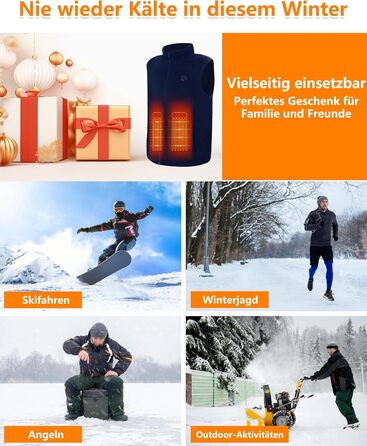 Обогрівальна жилетка з флісу для чоловіків з акумулятором 5V 10000mAh - жилетка для чоловіків з 3 рівнями нагріву, 5 зонами обігріву, ідеальна для роботи на відкритому повітрі, катання на лижах, піших прогулянок та щоденних поїздок (M, Морська синя)