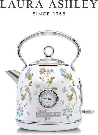 Laura Ashley Elveden Wireless Electric Kettle - 1.7L Stainless Steel, 2.2kW Fast Boil, Temperature Display & Overheat Protection