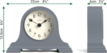 JONES CLOCKS® Speakeasy Table Clock | Classic Napoleon Hat Design | Contemporary classic style for desk, table, shelf or bedside table (Navy Blue)