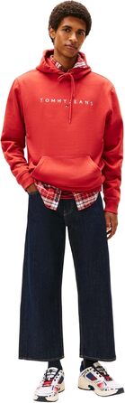 Чоловічий худі Tommy Jeans Linear Logo з капюшоном, червоний (Terracotta Red), розмір XL
