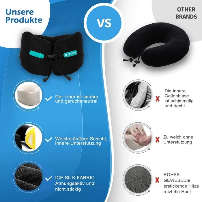 Joscoal Neck Pillow Travel, Comfortable Travel Pillow Car Headrest Luxurious Airplane Chin Support Travel Pillow Memory Foam Support Function Ideal for Travel Office Cars. Size M (34-40cm Neck Circumference), Black