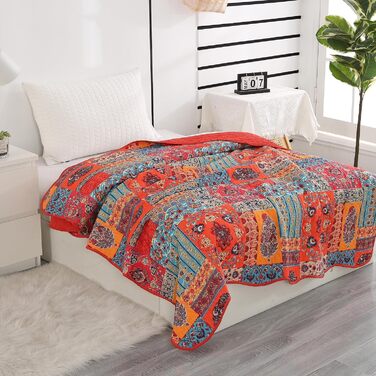 Qucover Pillowcase Set of 2, 50x75cm, Cotton+Microfiber Pillow Covers Colorful, Boho Pillowcase 50x75cm, Pillow Cover with Patchwork Pattern, Decorative Pillowcase for Sofa Bedroom Living Room 75 x 50 cm, 2 Pieces